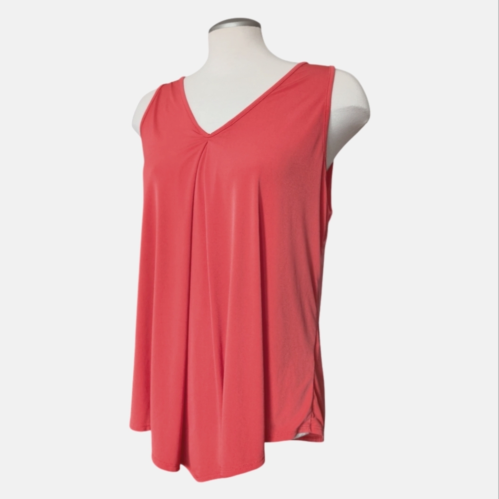 SJS Flowy Coral V-neck Tank Size Medium Sleeveless Blouse